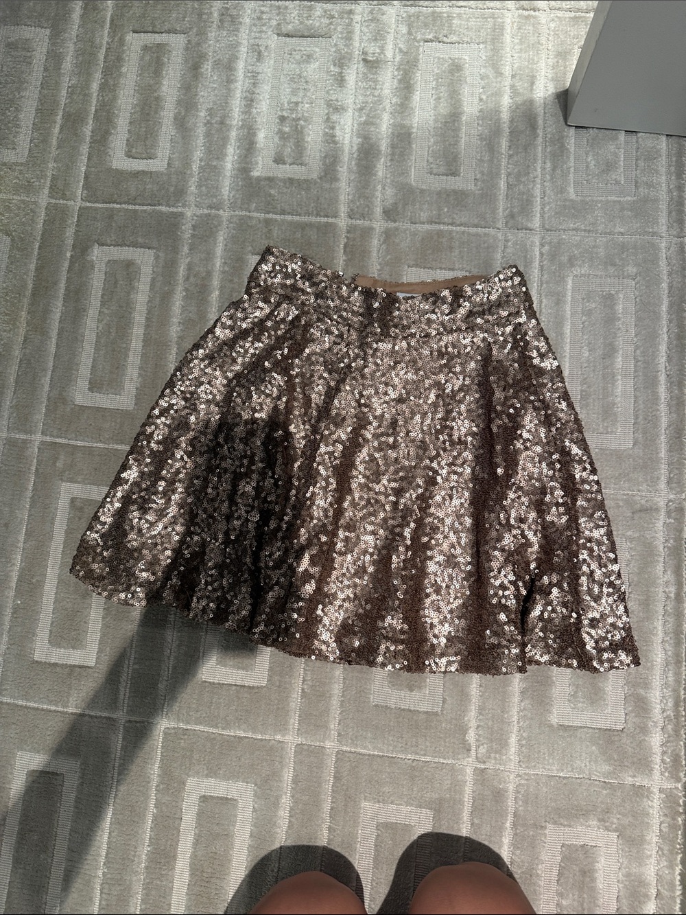 Tobi Metallic Sequin Circle Skirt in Bronze Shimmer